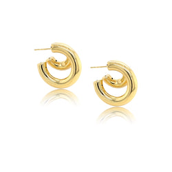 14K Gold Double Dahlia Hoops - Gold Earrings - EarStylist by Jo Nayor