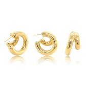14K Gold Double Dahlia Hoops - Gold Earrings - EarStylist by Jo Nayor