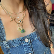 Solid 14K Gold Toggle and Donut Clasp Chain Necklace