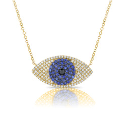 Large Sapphire and Diamond Evil Eye Necklace - The Ear Stylist by Jo Nayor