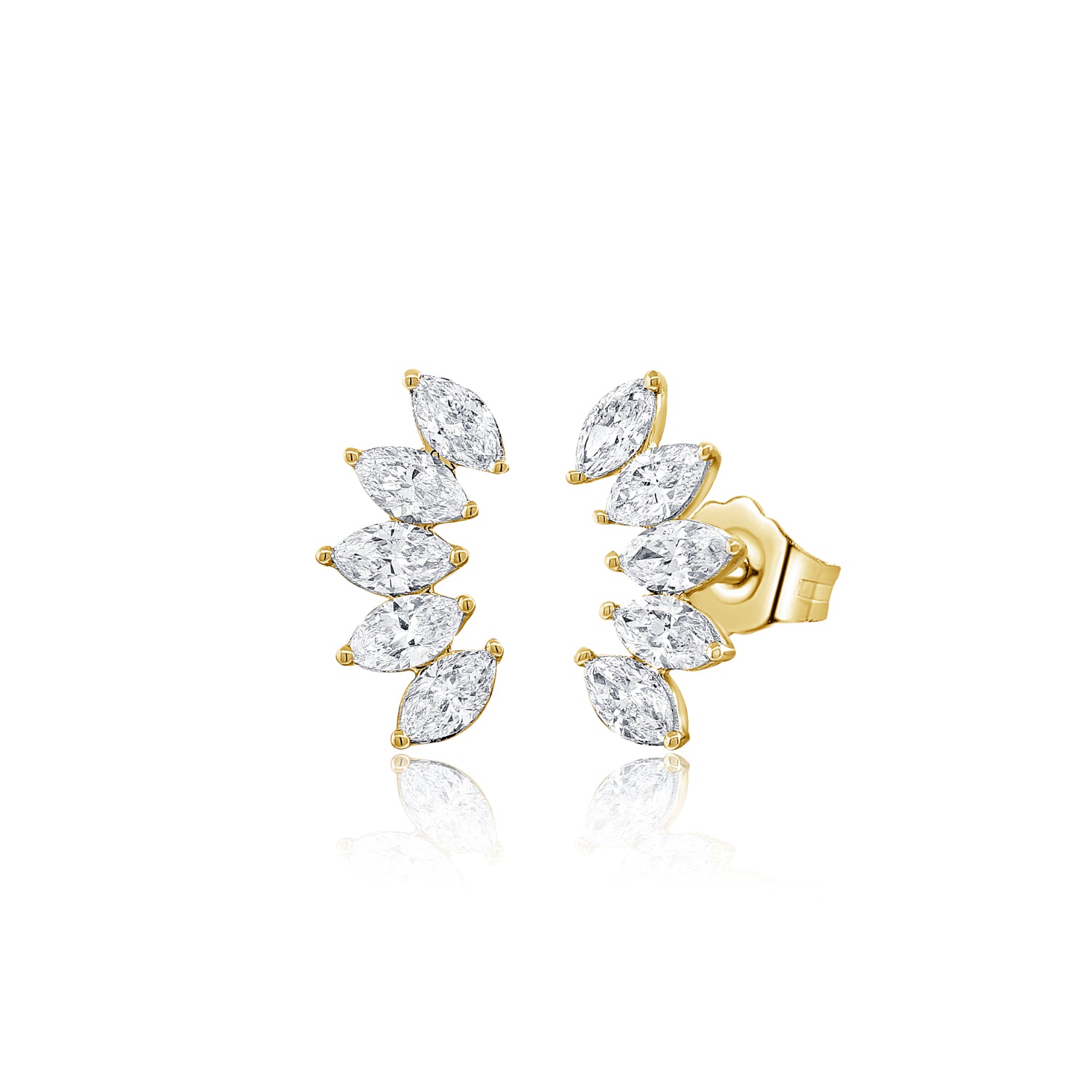 Fancy Marquis Ear Climber Earring - Diamond Earrings - The Ear Stylist