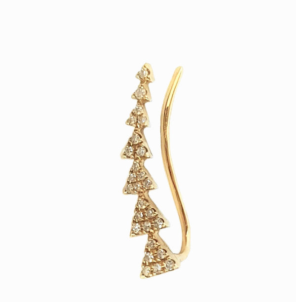 Gold and Diamond Triangle Climber Earring