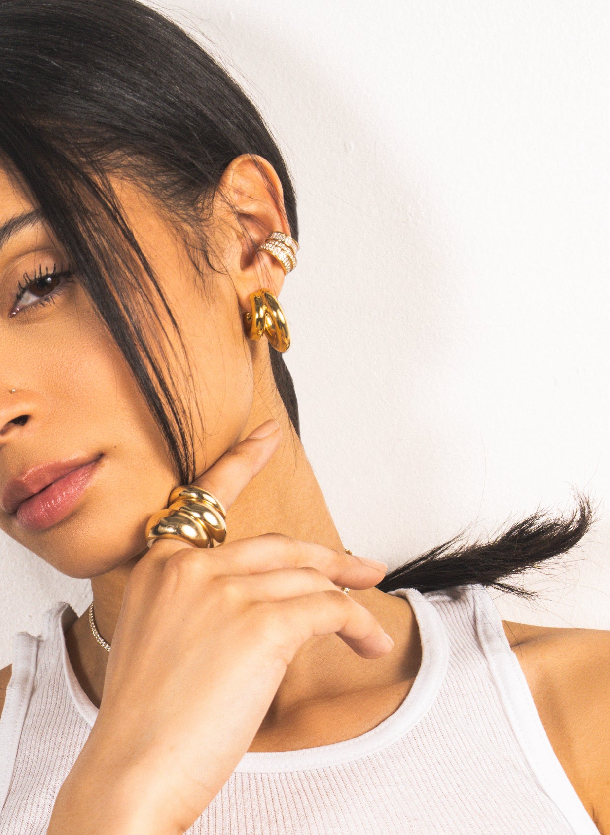 14K Gold Double Dahlia Hoops