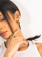 14K Gold Double Dahlia Hoops