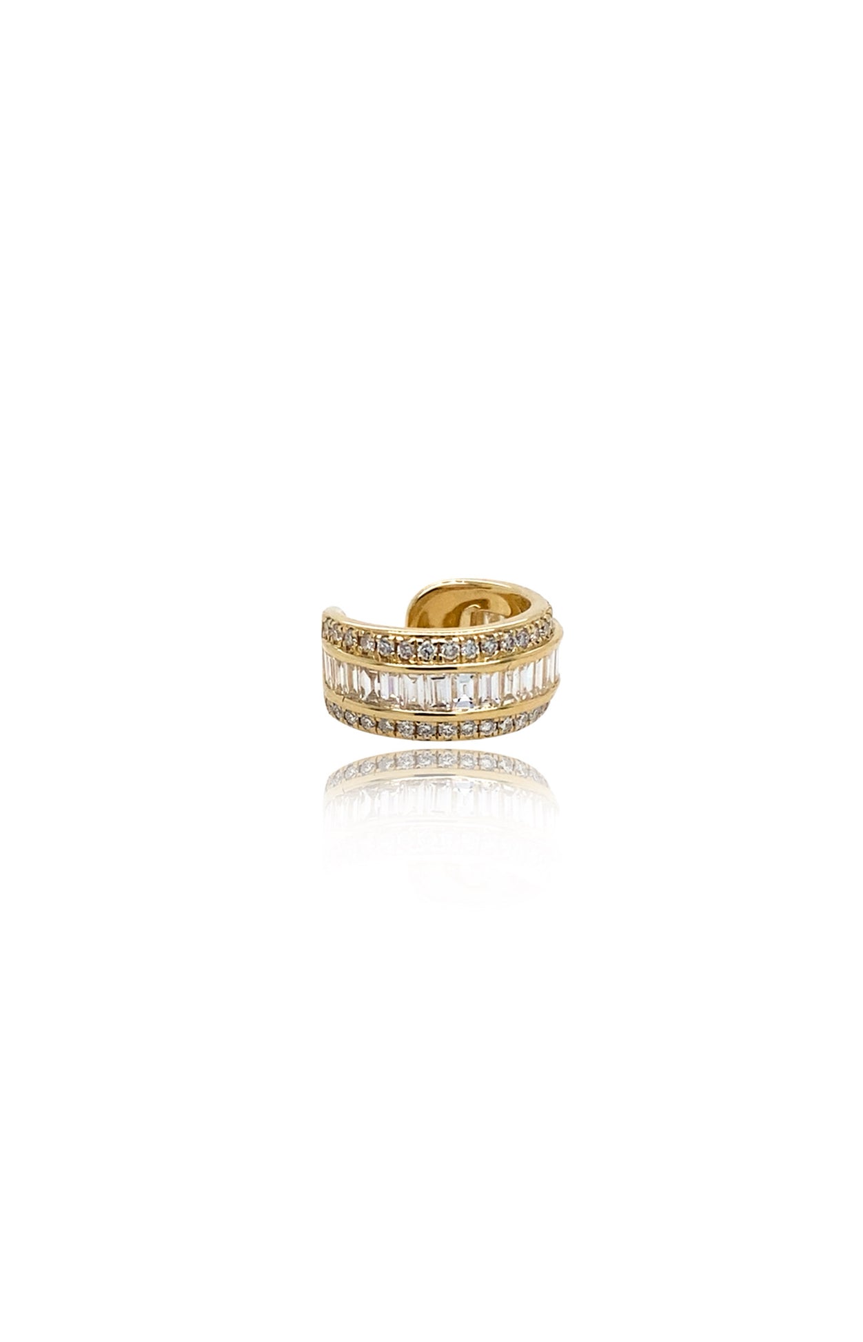 Baguette and Round Diamond Ear Cuff