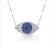 Large Sapphire and Diamond Evil Eye Necklace - The Ear Stylist by Jo Nayor