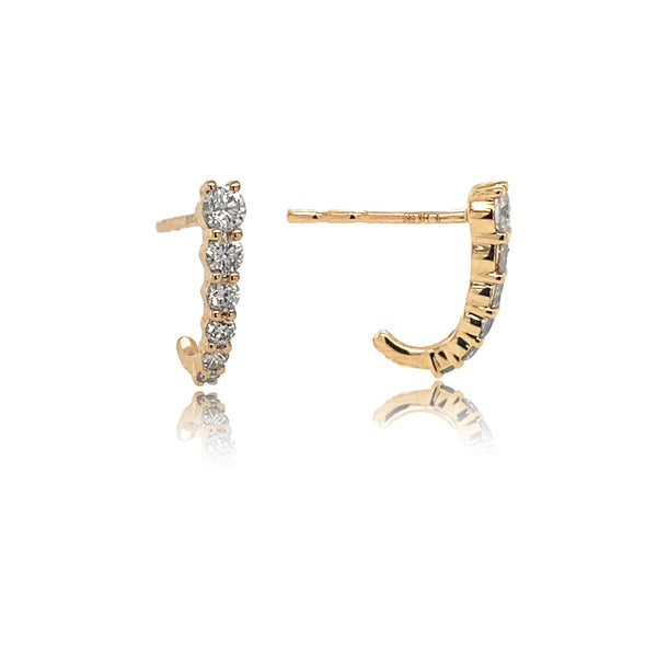 Brilliant Diamond J Hook Earrings - Designer Earrings - The EarStylist