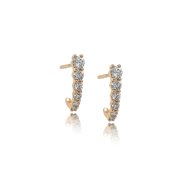 Brilliant Diamond J Hook Earrings - Designer Earrings - The EarStylist