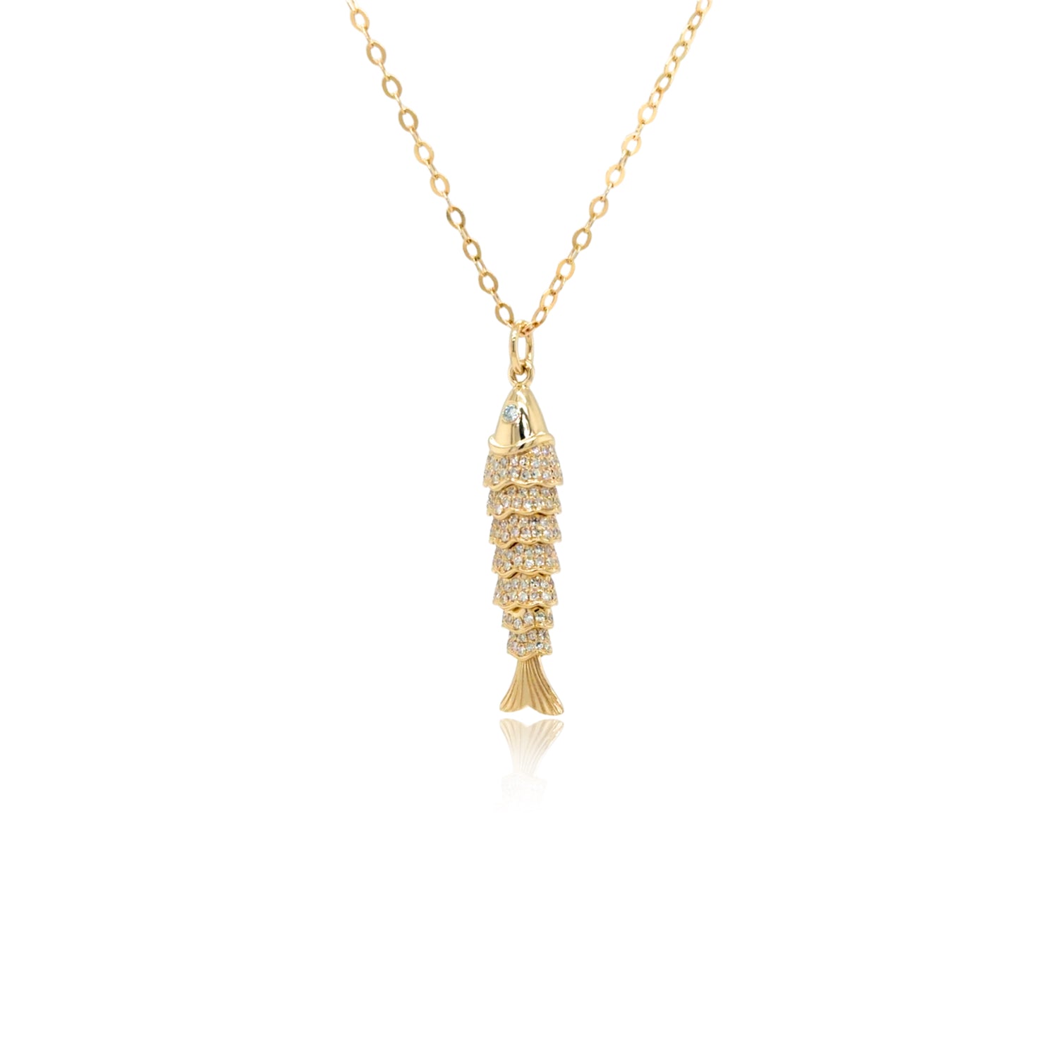 Dancing Diamond Fish Necklace - Diamond Necklace - Jo Nayor