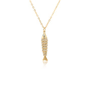 Dancing Diamond Fish Necklace - Diamond Necklace - Jo Nayor