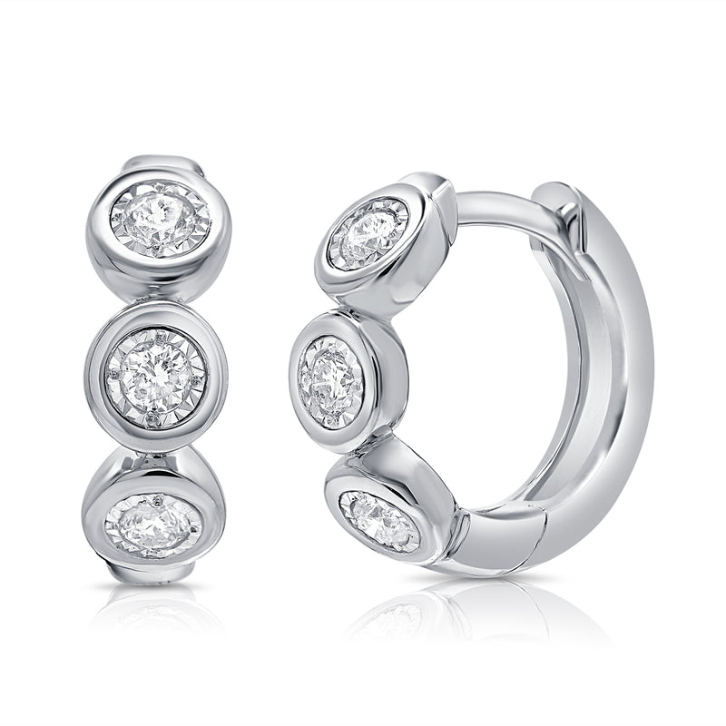 Biggie Bezel Diamond Huggie Earrings