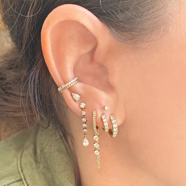 Diamond Chained Huggies - Diamond Earrings - EarStylist by Jo Nayor