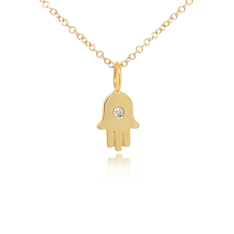 Solo Diamond Gold Hamsa Necklace