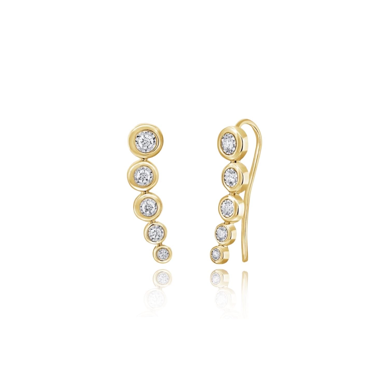 Graduated Diamond Bezel Ear Climbers - Diamond Earring - Ear Stylist 