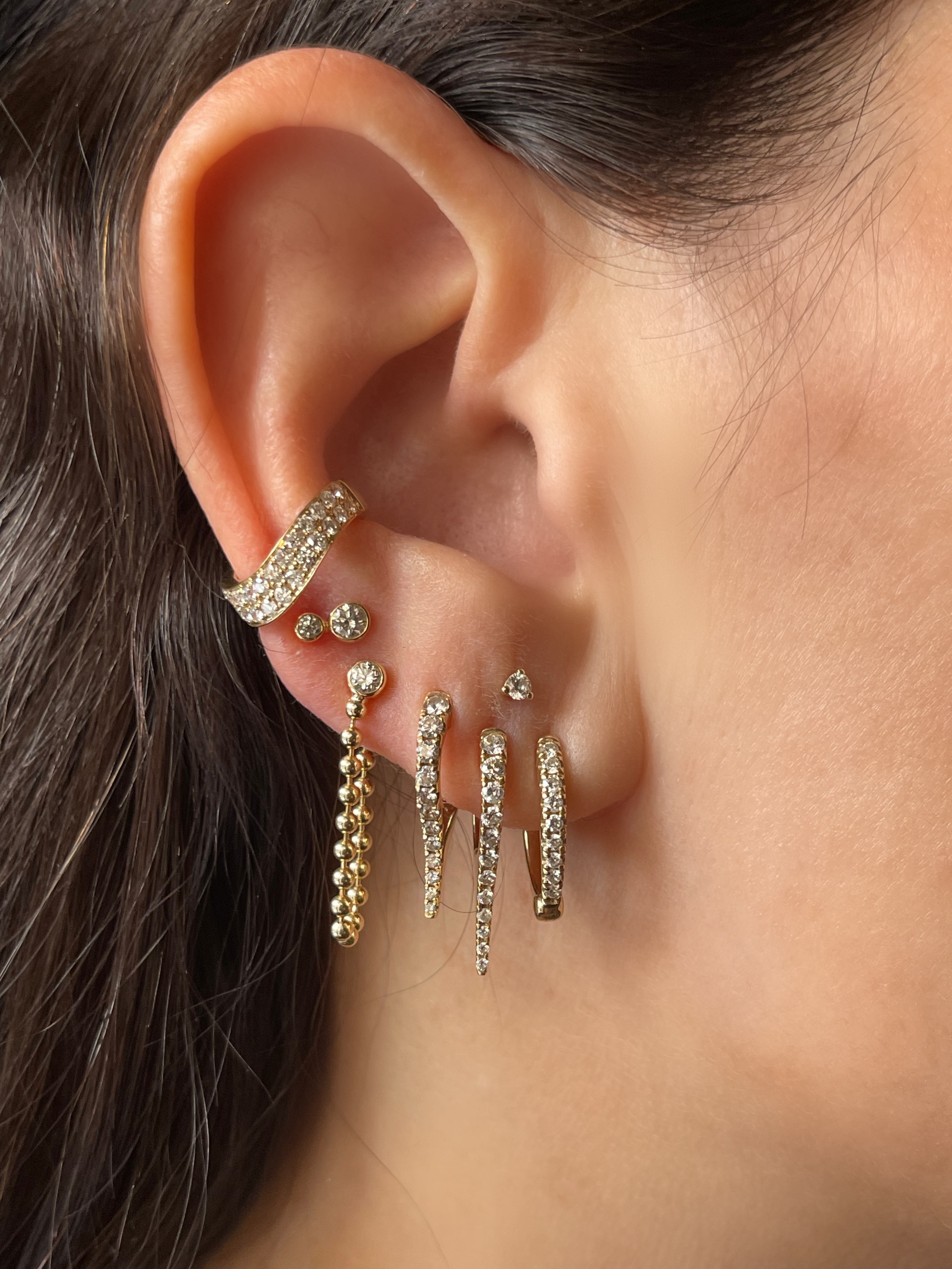 Tethered Bezel Ball Chain Earrings- Earrings - Ear Stylist by Jo Tethered Bezel Ball Chain Earrings- Earrings - Ear Stylist by Jo