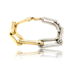 14K Two-Tone Gold Jumbo Roma Link Bracelet - Gold Bracelet - Jo Nayor