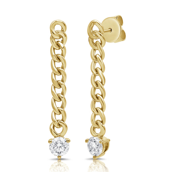 Curb Chain Diamond Drop Earring