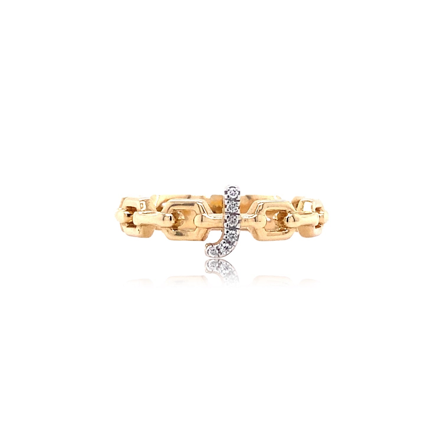 Link Letter Pinky Ring - Diamond Jewelry - The Ear Stylist by Jo Nayor