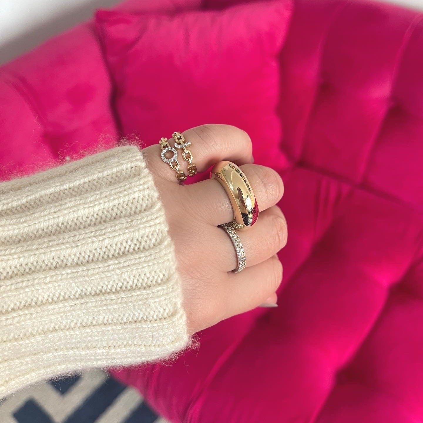 Diamond Letters Link Ring