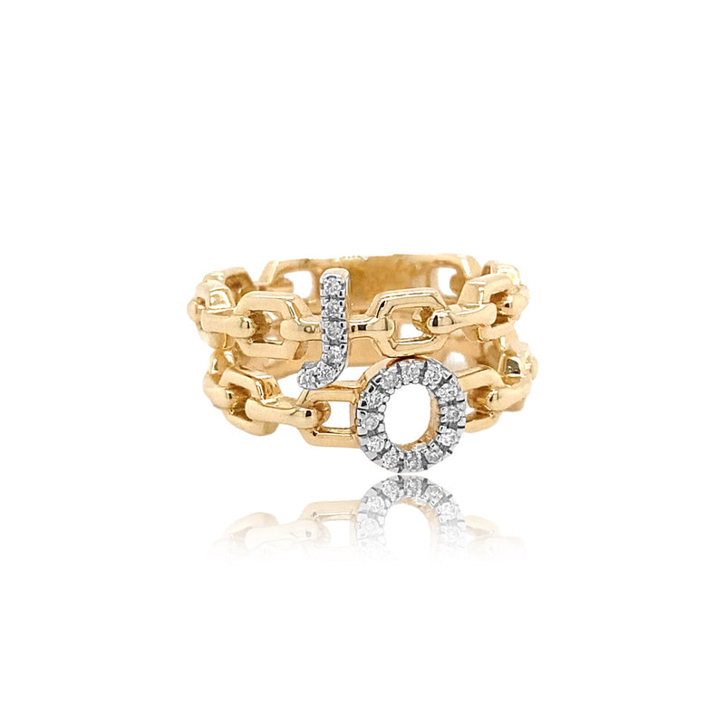 Link Letter Pinky Ring - Diamond Jewelry - The Ear Stylist by Jo Nayor