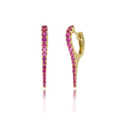 Pink Sapphire Mid Stiletto Huggies - Sapphire Earrings - Ear Stylist