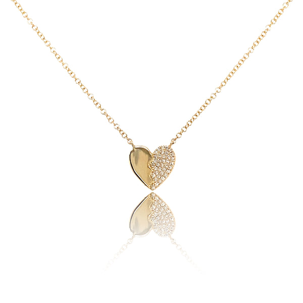 Mini Jagged Heart Diamond Necklace - Gold Necklaces - Jo Nayor Designs