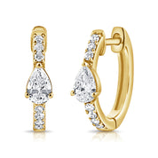 Pear Solitaire Diamond Huggie - Gold Earring - Ear Stylist by Jo Nayor