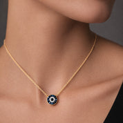Round Diamond Evil Eye Necklace - Designer Necklace - Jo Nayor