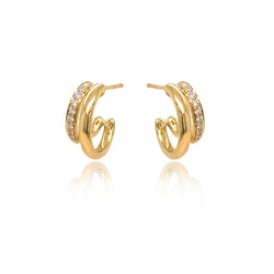 Skye Diamond and Gold Layered Huggies - Earrings - The Ear Stylist