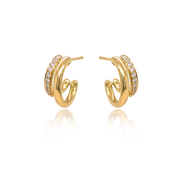 Skye Diamond and Gold Layered Huggies - Earrings - The Ear Stylist