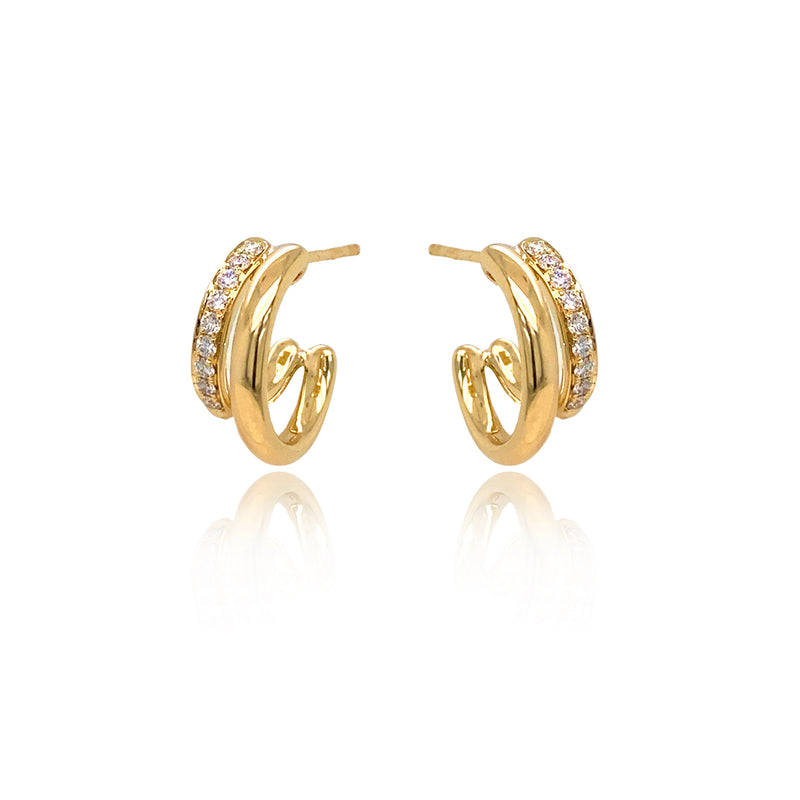 Skye Diamond and Gold Layered Huggies - Earrings - The Ear Stylist