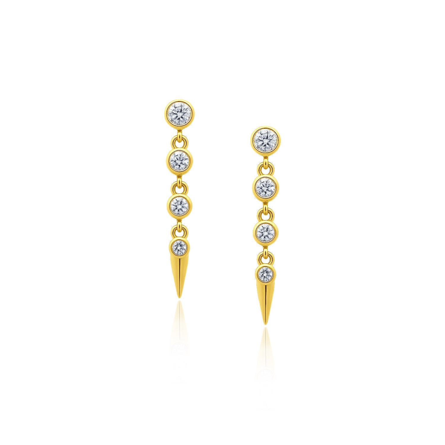 Small Bezel Diamond Duster Earring - Gold Earrings - The Ear Stylist 