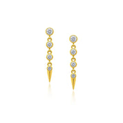 Small Bezel Diamond Duster Earring - Gold Earrings - The Ear Stylist 