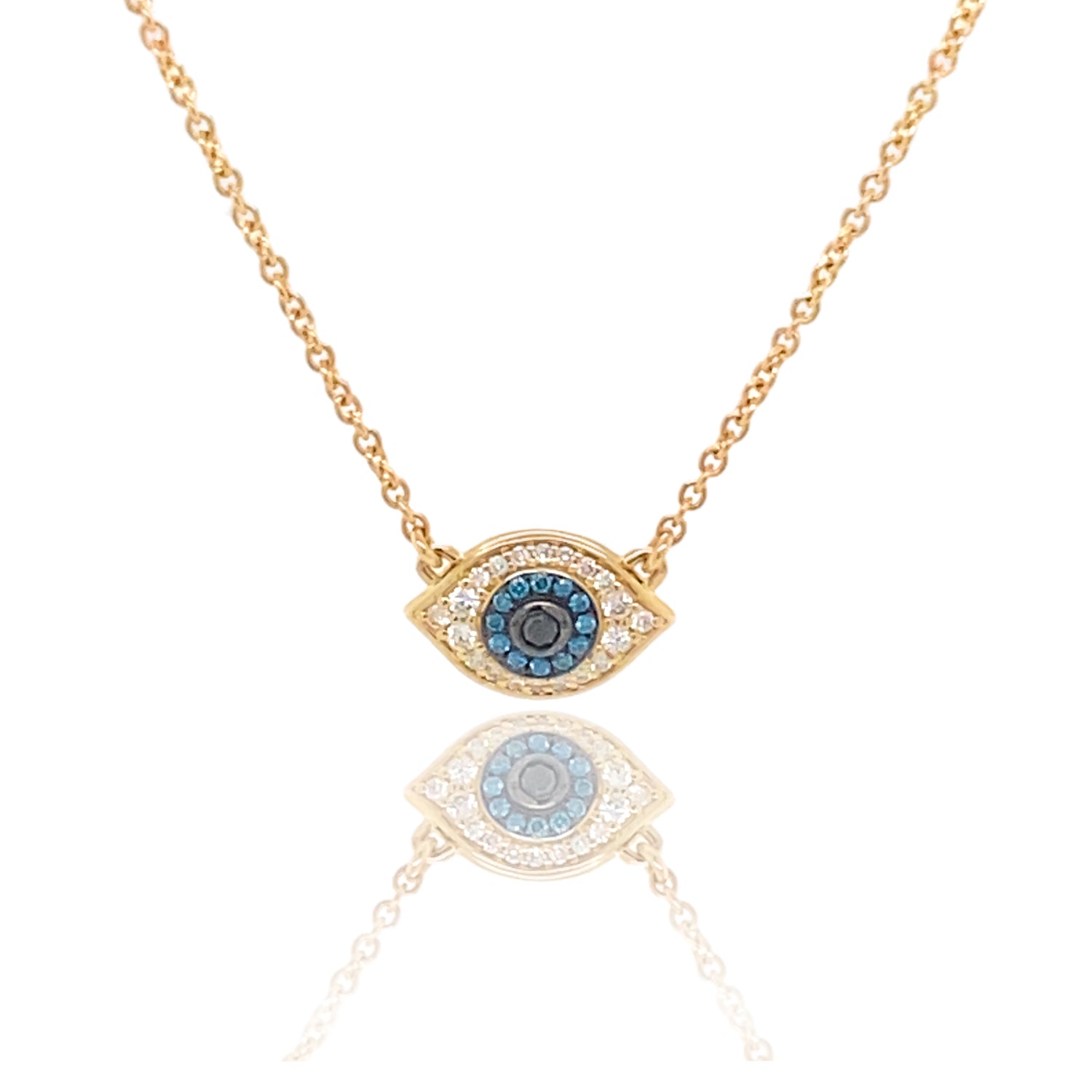 Black and Blue Diamond Evil Eye Necklace - The Ear Stylist by Jo Nayor