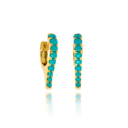 Small Turquoise Stiletto Huggies - Earrings - Ear Stylist by Jo Nayor