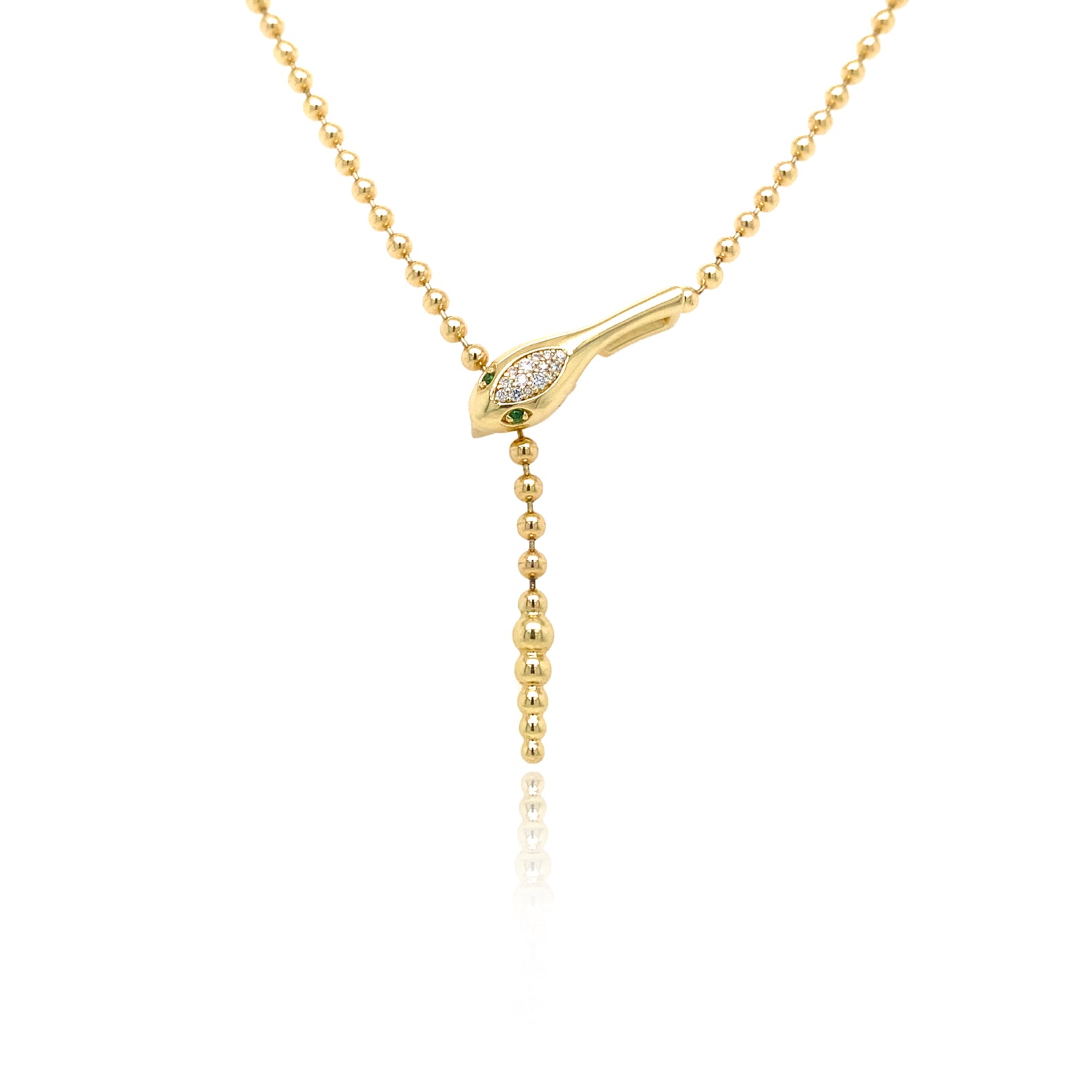 Beaded Diamond Snake Lariat - Designer Gold Necklaces - Jo Nayor