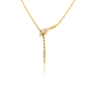 Beaded Diamond Snake Lariat - Designer Gold Necklaces - Jo Nayor