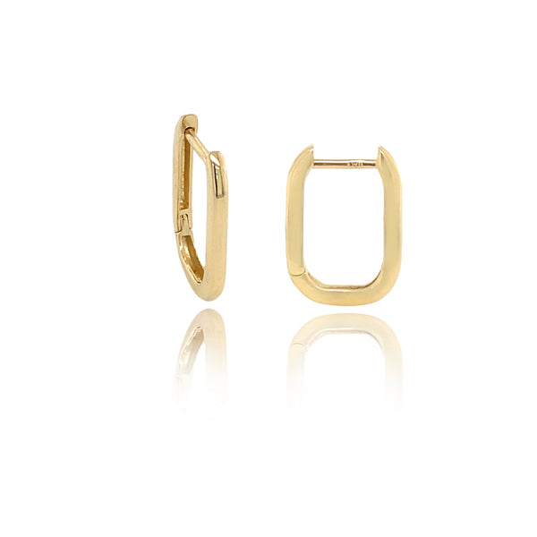 Solid 14K Gold Box Hoop Earrings - Designer Earrings - The Ear Stylist
