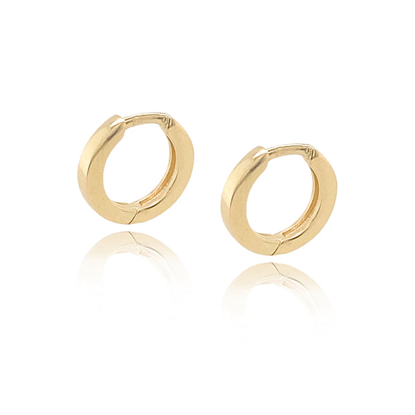 Solid Gold Round Huggie Earrings