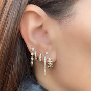 Small Bezel Diamond Duster Earring - Gold Earrings - The Ear Stylist 