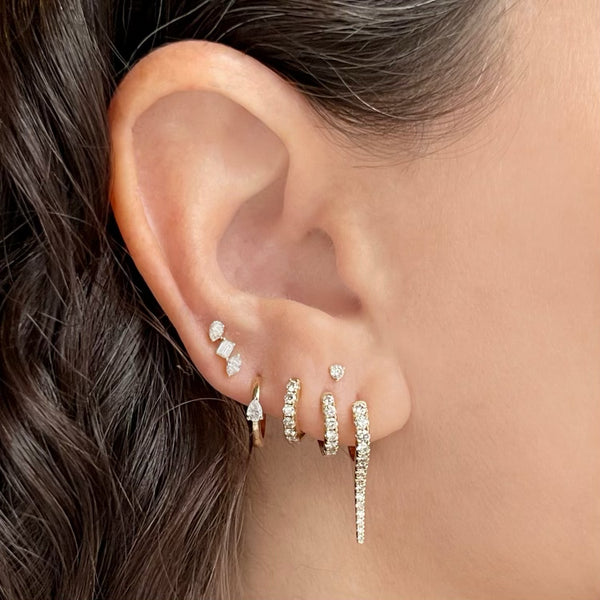 Pear Diamond Mini Huggie - Diamond Earrings - Ear Stylist by Jo Nayor