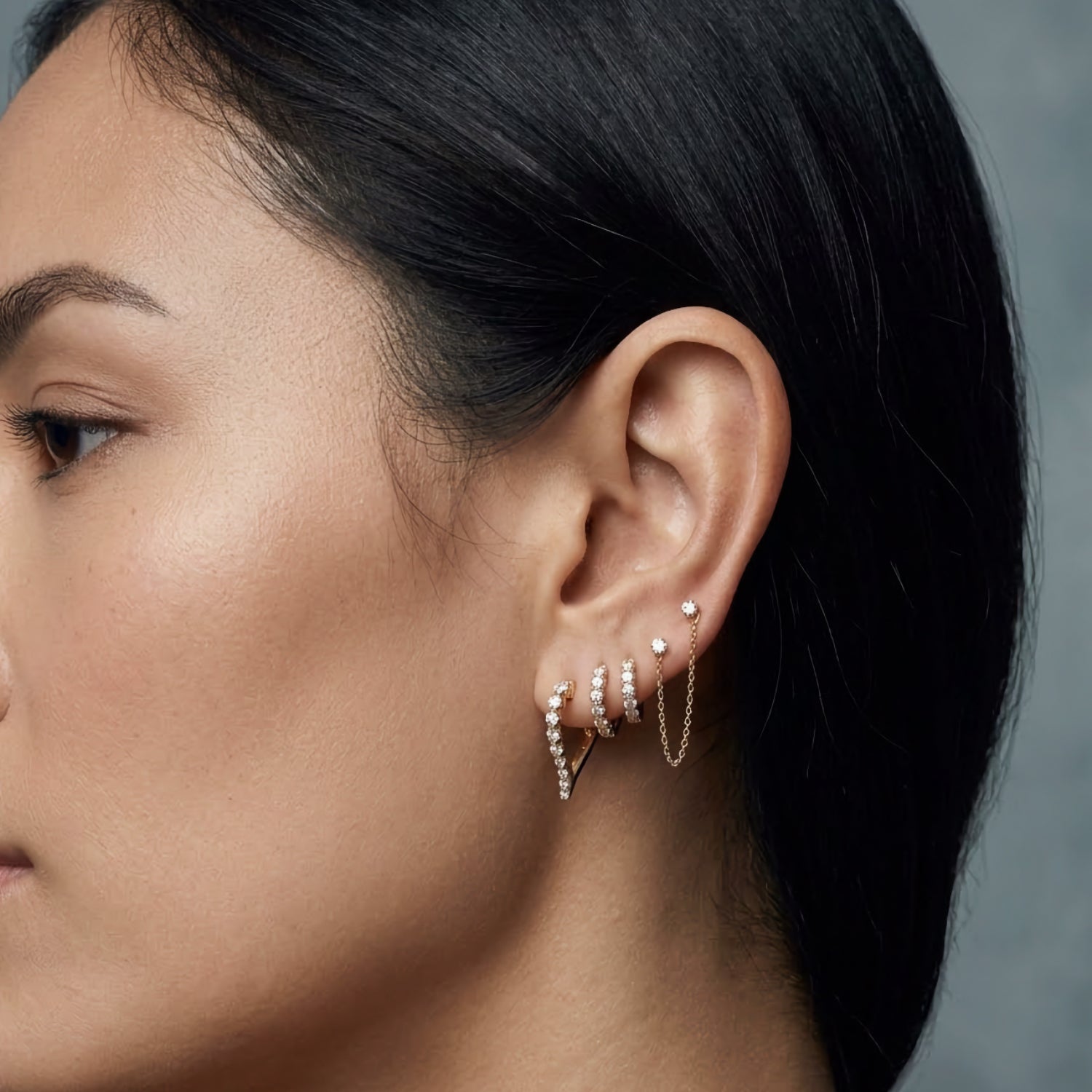 Sweetheart Stiletto Huggies - Diamond Earring - EarStylist by Jo Nayor