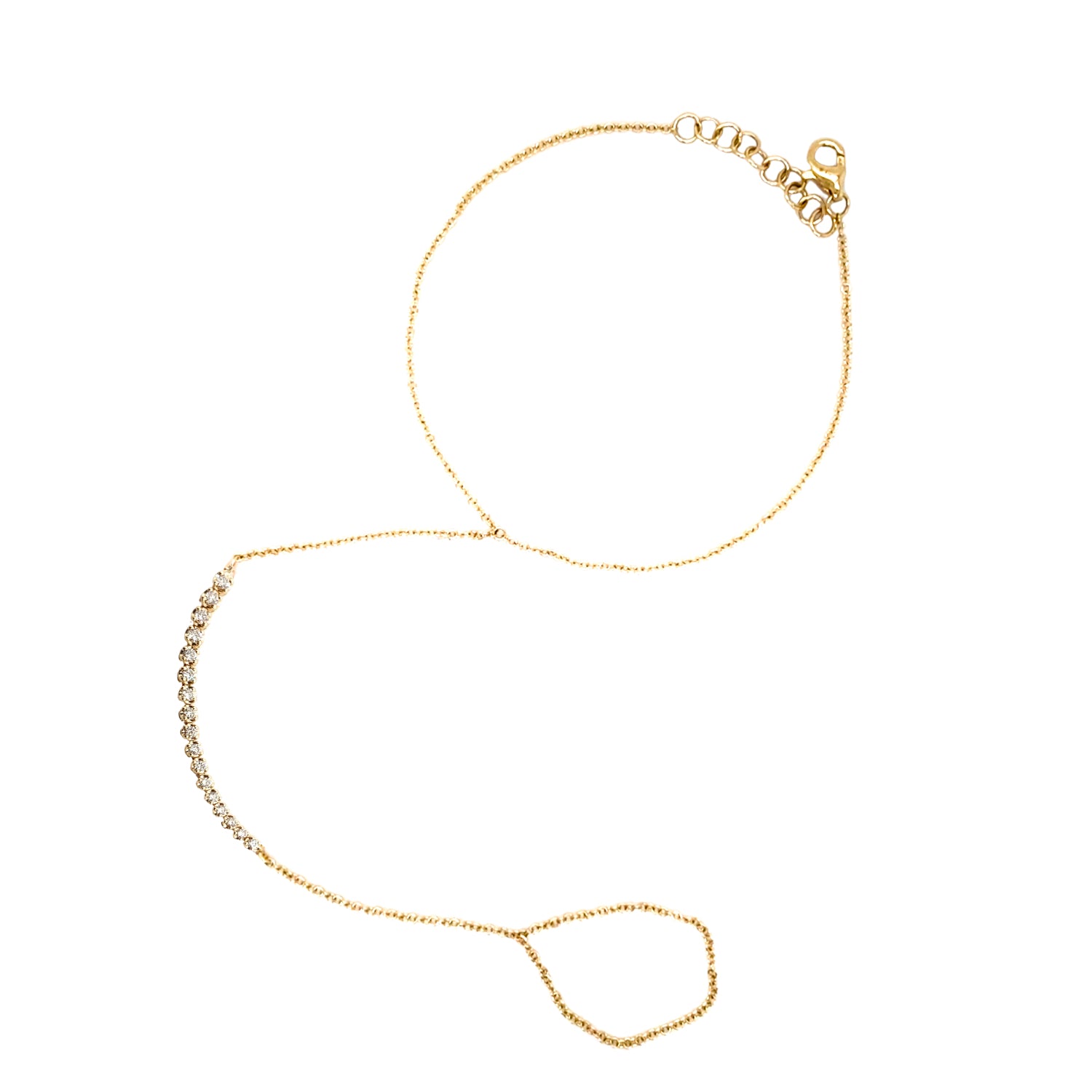 14K Diamond Tennis Hand Chain - Designer Hand Chain- Jo Nayor Designs
