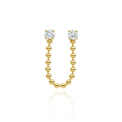 Tethered Diamond Ball Chain Studs- Earrings - EarStylist by Jo Nayor