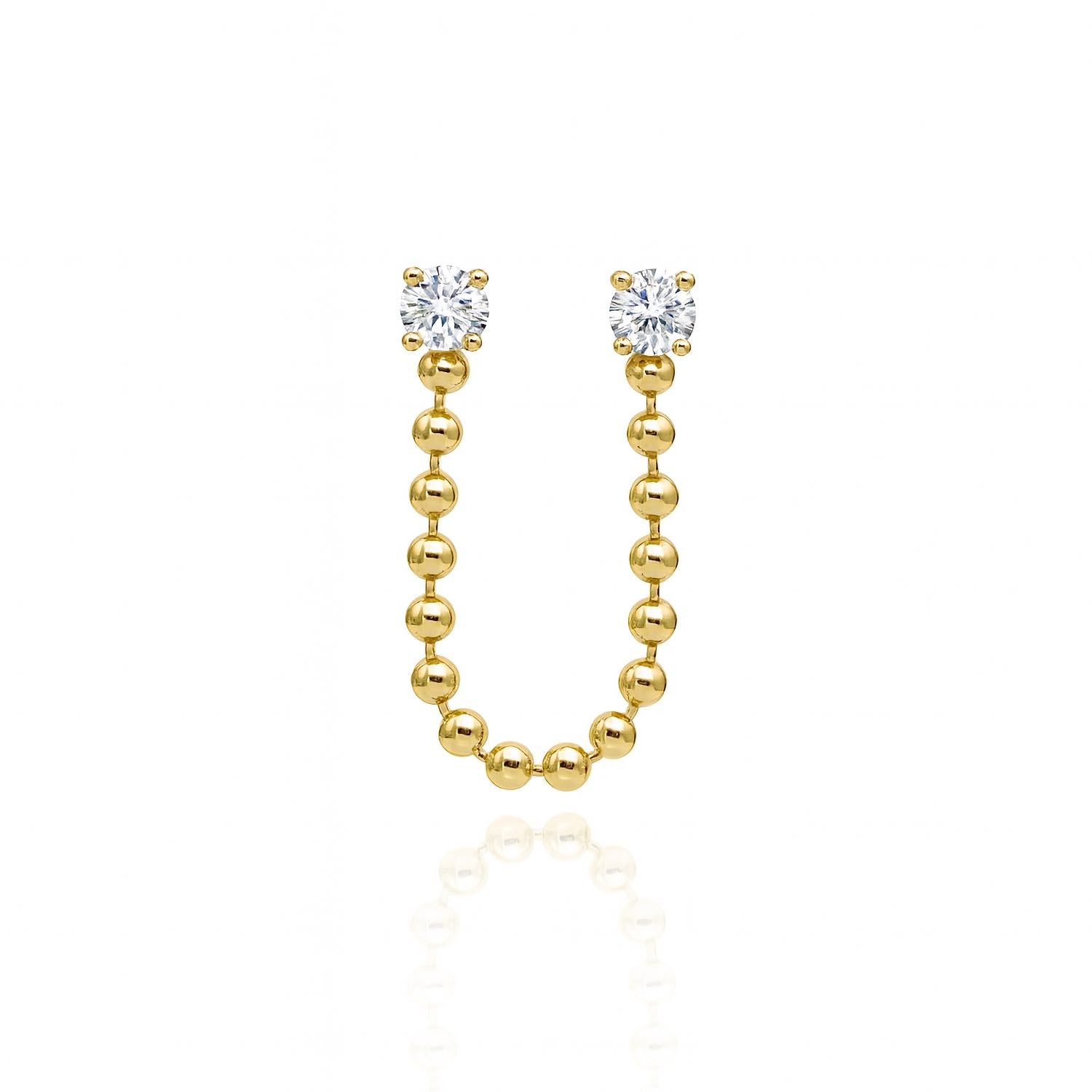 Tethered Diamond Ball Chain Studs- Earrings - EarStylist by Jo Nayor