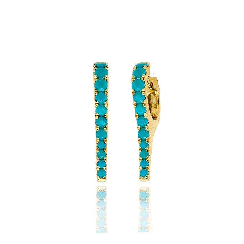 Mid Turquoise Stiletto Huggies - Turquoise Earrings - The Ear Stylist