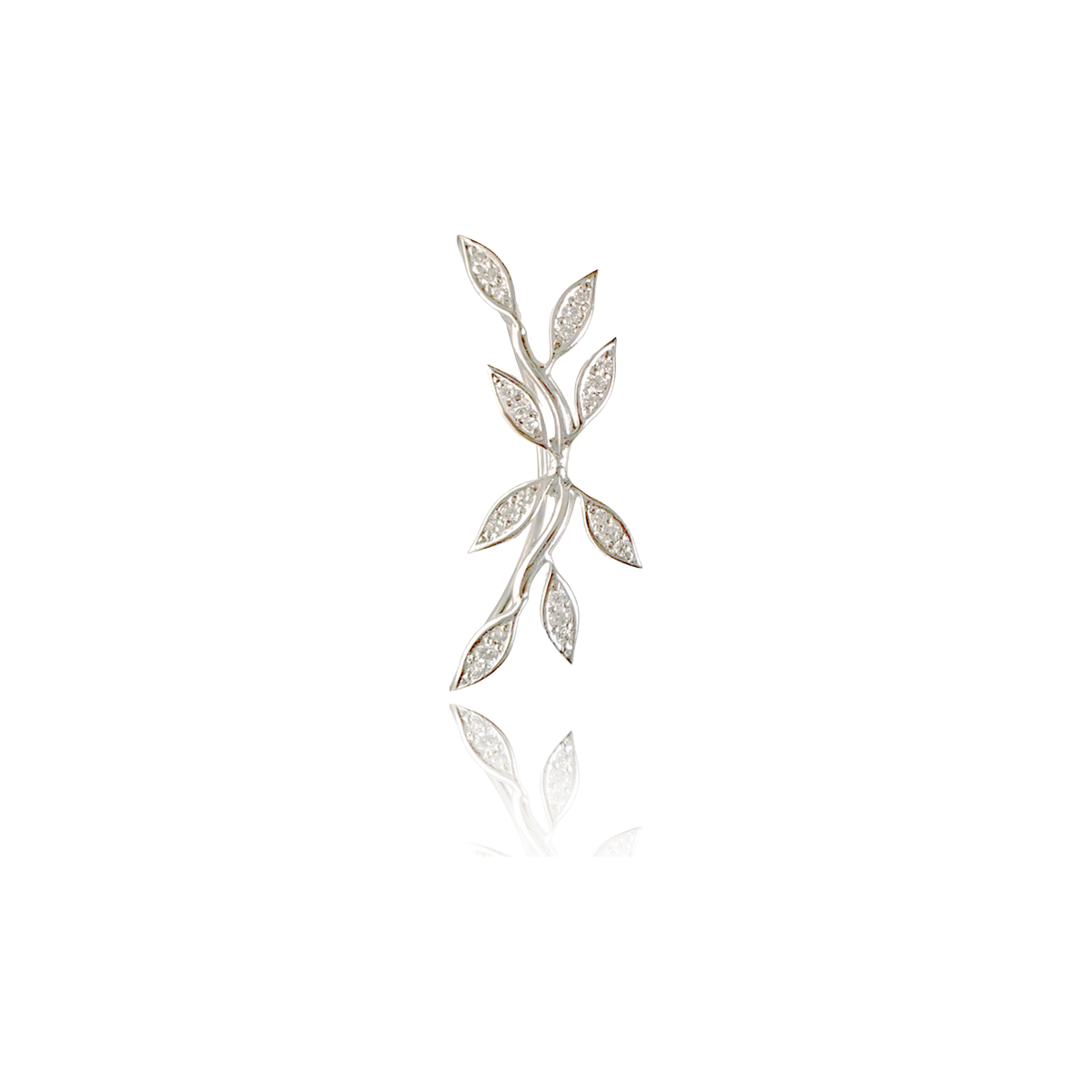 White Gold Diamond Vine Climber- Diamond Earrings - The Ear Stylist