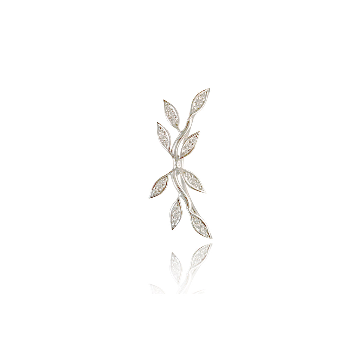 White Gold Diamond Vine Climber- Diamond Earrings - The Ear Stylist