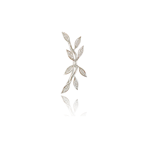 White Gold Diamond Vine Climber- Diamond Earrings - The Ear Stylist