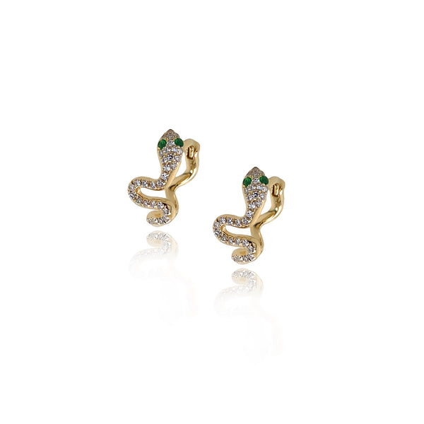 Slithering Snake Huggie Earrings - Diamond Earrings - The EarStylist
